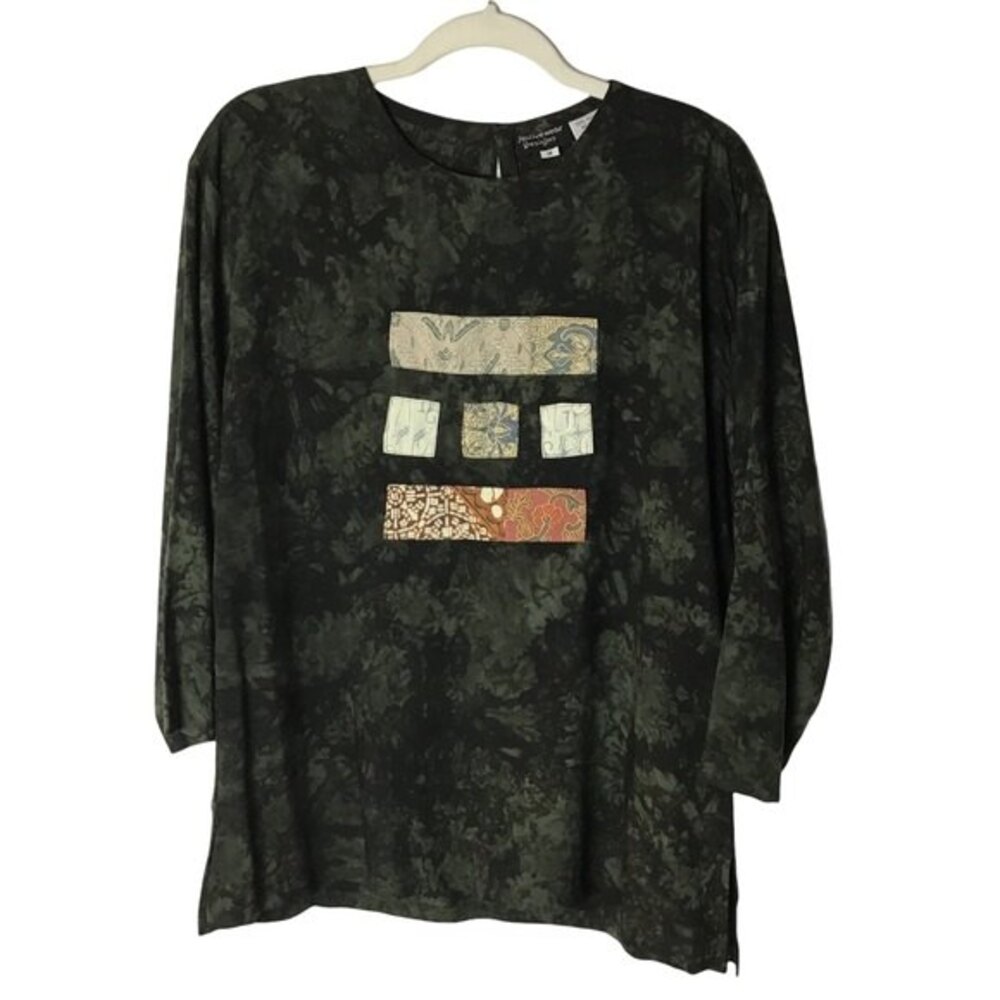 Nativewear Designs Boho Long Sleeve Black Top Size M